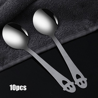 BEFO&Kitchen Pack of 10 Stainless Steel Spoon Smile Long Handle Dessert Tea Spoon#bestforyour