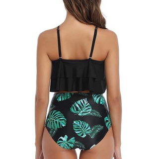 Mujeres Impresión Cintura Alta Vendaje Bikini Conjunto Push-Up Trajes De Baño Ropa De Playa Traje (7)