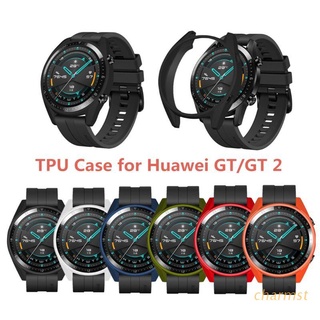 cha suave tpu caso completo cubierta shell colorido protector de pantalla para huawei gt2 46 mm reloj inteligente pulsera accesorios