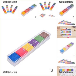 6 colores no tóxicos almohadilla de tinta de Color almohadilla de tinta de goma sello de aleta