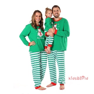 kidsw-family - traje de pijama de navidad, cuello en o, manga larga, camiseta con impresión