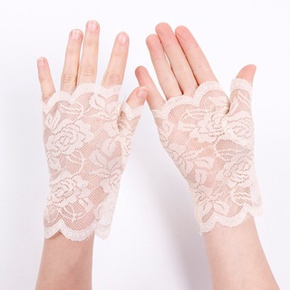 guantes de encaje para mujer/guantes cortos sin dedos/guantes de protección solar vintage para adultos/niñas/guante de encaje sin dedos (6)