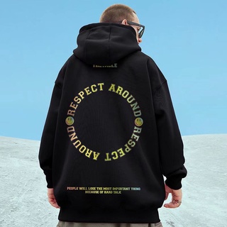 [High Quality] Men's Hoodie Jacket Oversized Sweatshirt Korean Pullover Hooded Fashion Loose pattern Printed Long Sleeve Plus velvet Couple Clothes