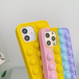 Carcasa iPhone 12 11 Pro Max X XR XS Max 6 6s 7 8 Plus SE 2020 silicona suave Pop it burbuja lindo arco iris caso del teléfono cubierta (5)