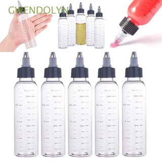 gwendolyn con tapa giratoria botellas recargables botellas de plástico cuentagotas herramientas de maquillaje 5pcs contenedor de pigmento vacío transparente graduado medición exprimible tatuaje botellas de tinta