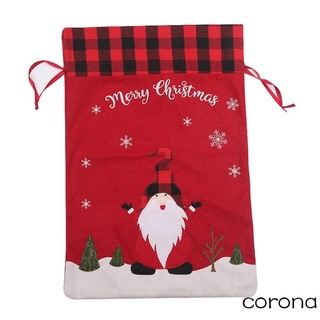 ✿Ni❀Bolsa de caramelos de navidad, Santa claus impresión bolsa de regalo paquete de almacenamiento con cordón para aperitivos de caramelo,