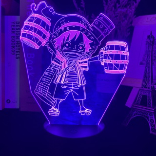 Anime 3D 16 colores luz de noche mono Luffy figura niños Led cambio de Color atmósfera para niño dormitorio mesita de noche decoración lámpara de escritorio