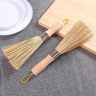 t1rou - cepillo de mango largo para colgar madera de bambú, cepillo para lavar platos de bambú (9)