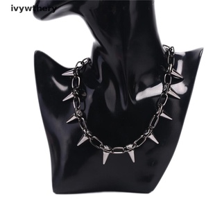 Ivywthery New Spike Rivet Punk Collar Necklace Goth Rock Biker Link Chain Choker Jewelry MX