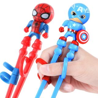 listo stock 3d capitán américa y spider-man niños aprenden palillos de entrenamiento palillos
