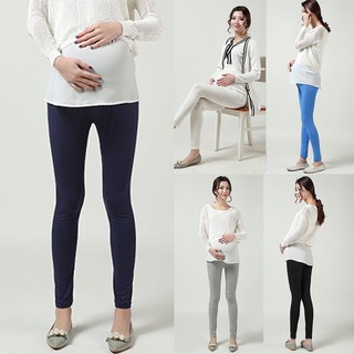 Mujeres embarazadas sólido cintura alta pantalones sobre Bump Leggings maternidad pantalones