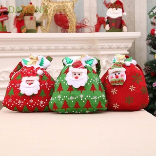 DAGONG Dibujos animados Bolsa de dulces Festival Bolsa de regalo Bolsa con cordón Portátil Con mango Monigote de nieve Ornamento Navidad Papá Noel Decoración navideña