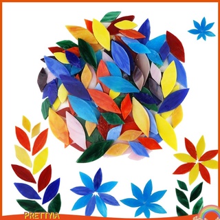 [PRETTYIA] 100 piezas de mosaico de pétalos de colores mezclados, hojas de flores, corte a mano para macetas de arte