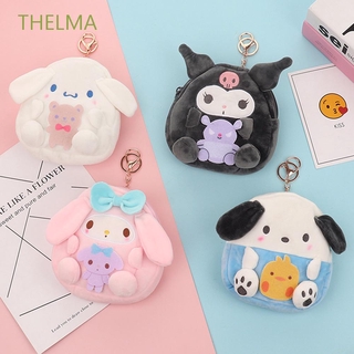 THELMA Gift Zipper Coin Wallet Mini USB Cable Bag Plush Rabbit Dog Purse My Melody Pudding Dog Cute Plush Toy Soft Japanese Cartoon Girl Key Wallets (1)