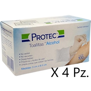 Toallitas con alcohol 3cm x 6.5cm (4 cajas con 100 piezas cada una) (1)