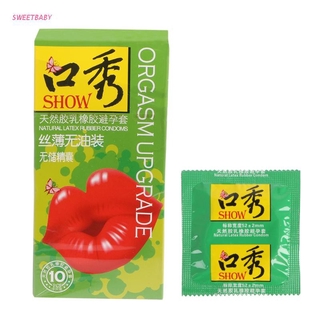 SWEETBABY 10pcs sin preservativos de aceite diseñados específicamente para el sexo Oral condón Ultra delgado de látex