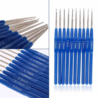 10 pzs agujas de Metal para tejer ganchos de ganchillo Kit de herramientas con empuñaduras ergonómicas azul MkHomemall (1)