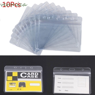VERONICA 10Pcs/lot Office Supplies Clear Pocket Holder Pouches Convenient ID Badge Plastic PVC Cards Exhibition Waterproof/Multicolor