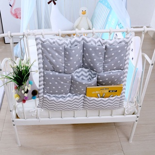 gaea* Bed Hanging Storage Bag Baby Cot Cotton Holder Organizer Crib Bedding 50x50cm Diaper Pocket (8)