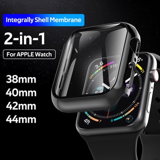 TBTIC 2-in-1 Design Apple Watch Case With Tempered Glass Screen Protector 38mm/40mm/42mm/44mm Full Coverage Matte Hard Cover For iWatch Series SE6/5/4/3/2/1 (1)