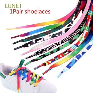 LUNET Women Shoelace Fashion Colorful Laces Shoestring 120cm Men Shoe Decor Strings Multi-color Decoration Printed Shoelace
