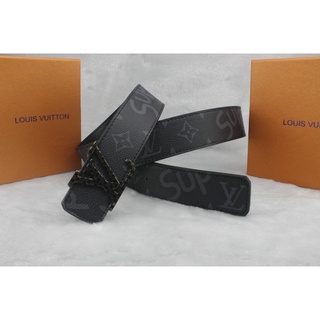 #2021 new# 110cm LV Louis Vuitton x SURPEME men high quality Leather male belt Fashion men brown logo print belt (9)