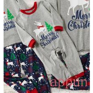 Appun-matching Family navidad pijamas conjunto/Romper, Unisex ciervo carta impreso Tops+Patchwork pantalones largos