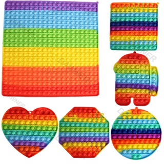 20 Cm de gran tamaño de silicona arco iris Pop It Fidget juguete Foxmind para niño educativo empuje burbuja Figet juguetes Simple Dimple