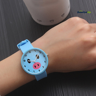 Beautifullife lindo reloj de cuarzo analógico con banda de silicona con números árabes para mujeres