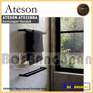 Colgador de toallas negro/baño/cocina toallero Ateson AT032BBA acero inoxidable SUS 304