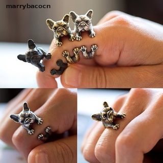 marrybacocn vintage bulldog francés animal wrap anillos regalo para mujeres y hombres joyería de moda mx