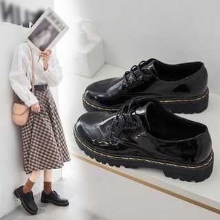 41 42 43 más el tamaño de Oxfords, estilo japonés zapatos de cuero adecuado para JK Cosplay, zapatos planos de mujer (piel patente, dedo del pie redondo, cordones)
