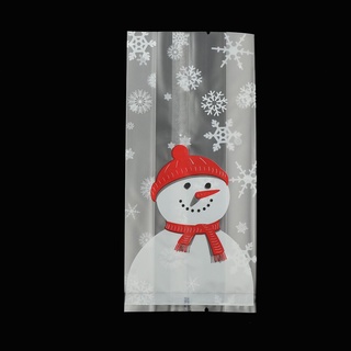 NECKLACES 50PCS|Bolsa de regalo de galletas de Navidad Papá Noel Bolsa de dulces navideños Embalaje de bolsas de plástico Festival Partido Monigote de nieve Transparente Regalo Celofán (4)