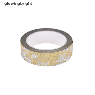 [glowingbright] Cinta adhesiva de papel Washi con purpurina en manualidades adhesivas decorativas DIY, (9)