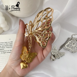 We Flower coreano geométrico oro Metal mariposa corazón colgante garra de pelo Clip para las mujeres gran horquilla Headwear (1)