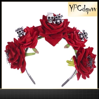 Halloween Flower Headbands Skull Floral Hair Hoop Halloween Party Costumes for Women Girls Cosplay, Photo Booth Party