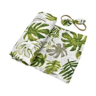 quella Cotton Swaddle Muslin Blanket Newborn Floral Wrap Swaddling Blanket 2Pcs Bath Towel Baby Bed Accessories (4)