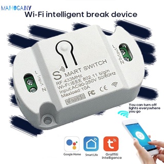 La Nueva Versión De Tuya smart WIFI + 433 on-off Dispositivo Teléfono Móvil Inalámbrico control Remoto Temporario De Voz 10A Caoba