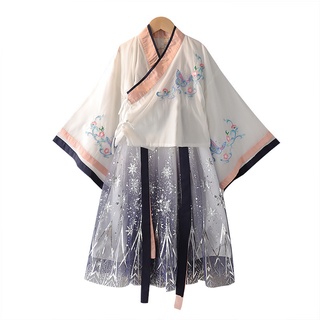 Chica estilo Tang traje bordado antiguo mejorado Hanfu ropa tradicional de manga larga traje