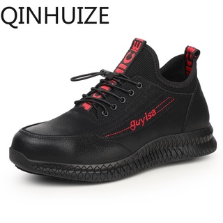 Qinhuize zapatos de seguridad de los hombres de verano ligero de acero del dedo del pie de seguridad zapatos de protección cómodo resistente al desgaste transpirable botas de trabajo