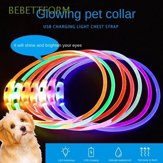 BEBETTFORM Útil Collar luminoso para mascotas Ajustable USB recargable Collar de perro LED Seguridad nocturna Brillante Teddy Puppy Impermeable Intermitente/Multicolor
