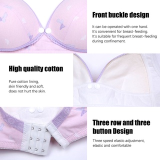 PLACIDO Soft Cotton Maternity Nursing Bra Comfortable Women Underwear Breastfeeding Pregnancy Wireless Seamless Adjusted-straps Mothers Mommy Front buckle Bralette/Multicolor (4)