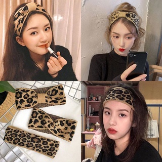 Corea Dongdaemun Leopardo Impresión Diadema Nuevo Ins Ancho De Punto Caliente Cubierta De Pelo Lavado Aro Headwear Moda Accesorios