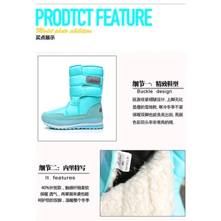 Pantalones De Invierno Cálido Antideslizante Impermeable Nieve De Algodón Botas Planas De Mediados De Tubo Zapatos (5)