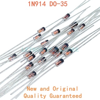 100 pces 1n914 200ma 100v do-35 in914 diodos de comutação rápidos do sinal pequeno axial