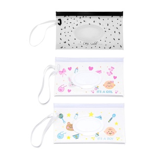 LEKEMIER bebé servilleta caja de almacenamiento suministros de limpieza bolsa cosmética toallitas húmedas bolsa de papel Clamshell Snap correa fácil de llevar toallitas caso (6)