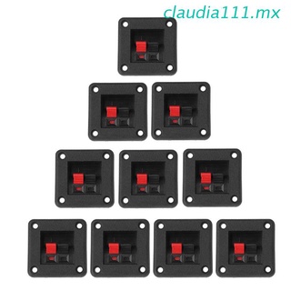 claudia111 10pcs altavoz terminal placa 2 posición 2 terminales clip de resorte negro rojo doble entrada jack altavoz de audio