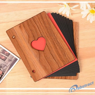 (municashop) 6 pulgadas pasta álbum de fotos amor corazón de madera retro hecho a mano diy scrapbook regalo