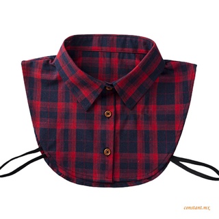 SOUL-Unisex Fake Collar, Adults Solid Color/Plaid Pattern Button Down Collar