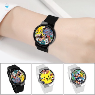 anime pokemon pikachu touch led reloj impermeable con pantalla de hora y fecha para niños (1)